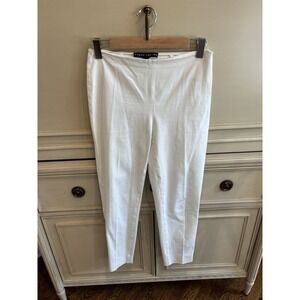 Ralph Lauren Black Label White Summer Dress Pants Zip Close Stretch Sz 4 Cotton‎